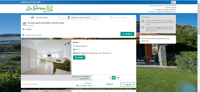 Schermata del gestionale in cui poter selezionare l’appartamento