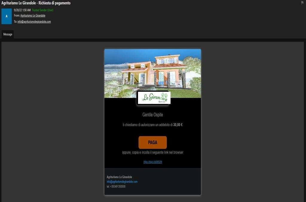 Paga il tuo soggiorno presso l’Agriturismo Le Girandole tramite Pay by Link