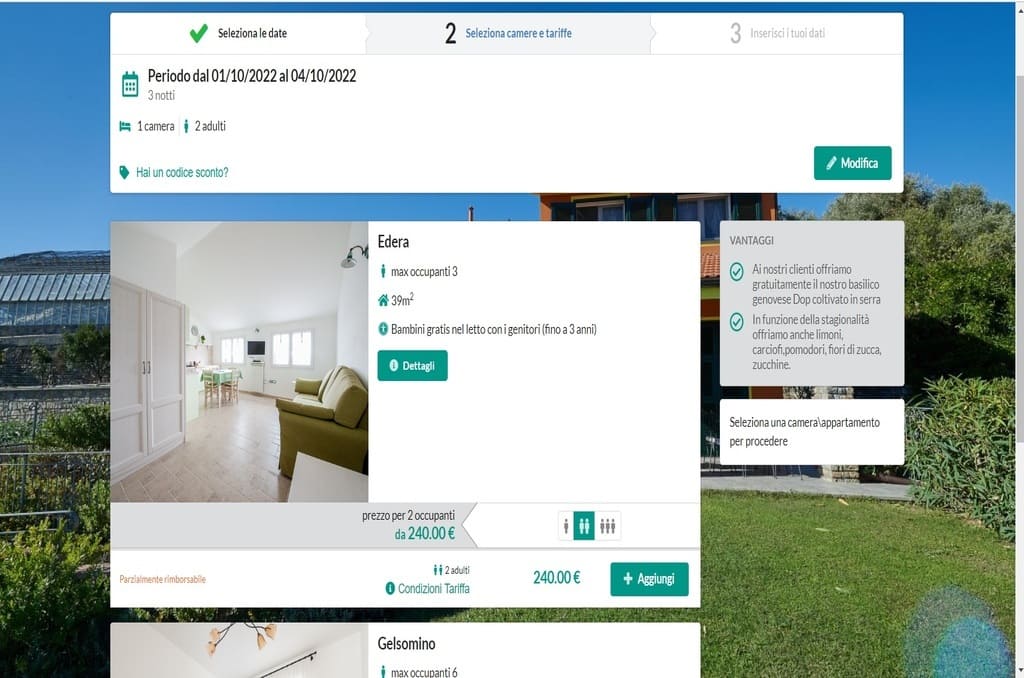 Strumento di scelta dell’appartamento presso l’Agriturismo Le Girandole
