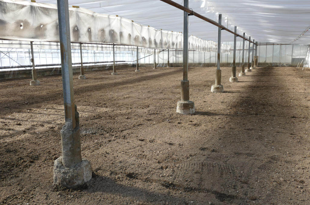 Immagine della preparazione del terreno nelle serre