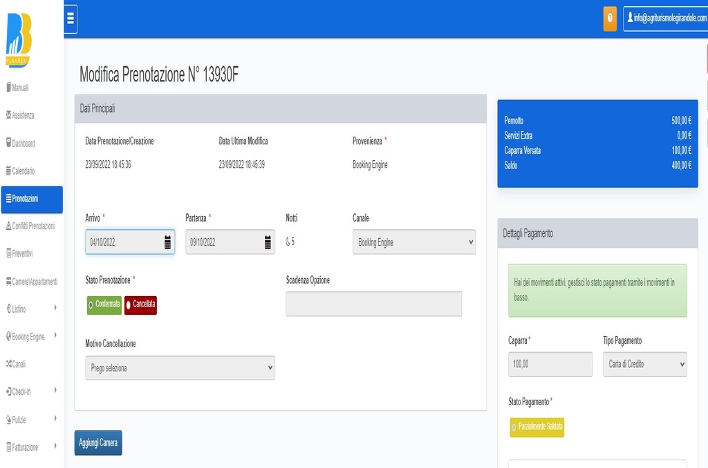 La schermata del nostro gestionale sull'avvenuta transazione